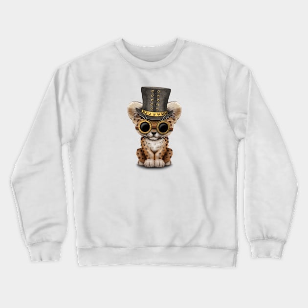 Steampunk Baby Leopard Cub Crewneck Sweatshirt by jeffbartels